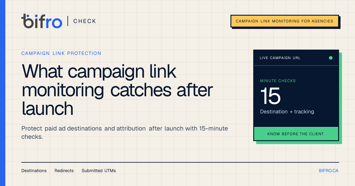 Bifro Check campaign link monitoring dashboard
